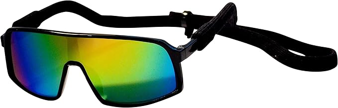 G010 Dog Pet Turbo Sports Sunglasses Medium Breeds 20-40 lbs (Sports Turbo Black-Rainbow Mirror)