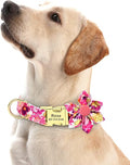 Custom Flower Dog Collar Nylon Floral Printed Pet Dog Collars Personalized Puppy Collar for Small Medium Large Dogs Cat Pitbull 157 Rose S