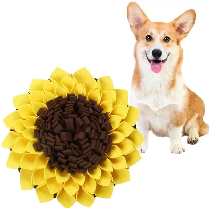 Sunflower Shape Sniffing Mat, Dog Puzzle Feeding Mat, Slow Feeder for Dogs and Cats, Interactive Nose Work Toy for Stress Relief, Food Hide and Seek Toy