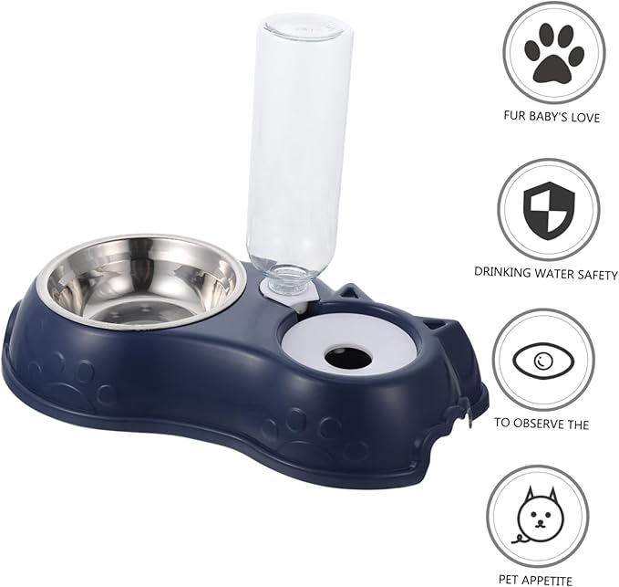 Milisten 1set Detachable Pet Feeder for Dogs and Cats Automatic Water and Food Dispenser Dual Bowl Design Base Safe for Pets