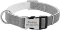 Personalized Dog Collar Nylon Print Dog Collars Customized Puppy Pet Collar Engraved Name ID for Small Medium Large Big Dogs Pug 119 Grey S