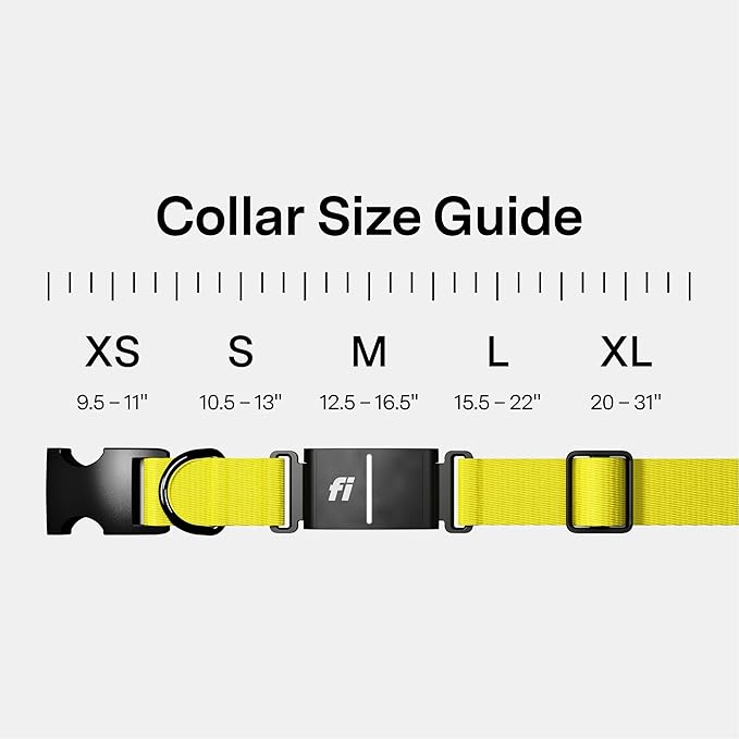 New Fi Series 3+ Smart Dog Tracker Collar [6 Month Membership Included] GPS Tracker for Dogs with Health & Behavior Monitoring, Escape Alerts, Waterproof, LED, Apple Watch Compatible (Yellow, Large)