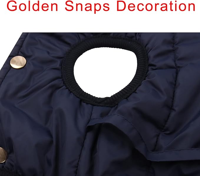 Fleece Lined Warm Dog Jacket for Puppy Winter Cold Weather,Soft Windproof Small Dog Coat,Blue M