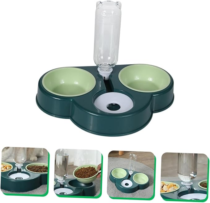 POPETPOP Pet Food Dispenser Detachable Water Bowl Automatic Feeder for Cats and Dogs Cloud-Shaped Design Convenient Dual Food and Water