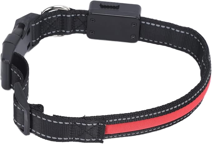 Light Up Dog Collar, Glow in The Dark Dog Collar Adjustable Lighted Safety USB Rechargeable LED for Small for Nighttime Walking Camping (L)