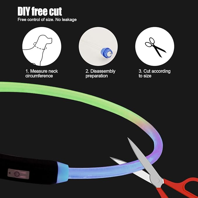 Light Up Dog Collar, LED Dog Collar USB Rechargeable LED Collar Glowing Pet Collar for Medium Small Dogs in The Collar for Night Walking Lighted Dog Collar Necklace