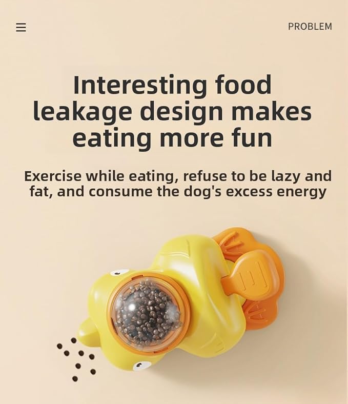 Dog Snack Auto Feeder - Food Toys | Turtle Toy Interactive for Pets, Mental Stimulation Training (Yellow)