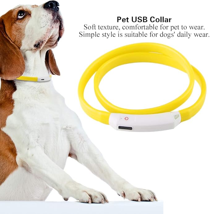 LED Dog Necklace,Silicone Flash Dog Collar Light,USB Rechargeable Light Up Dog Collar for Dog Walking at Night