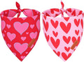 PTDECOR Valentine Dog Bandana, Reversible Valentine Pet Scarf, Multi Size, Red Heart Bandanas for Small Dogs (Small)