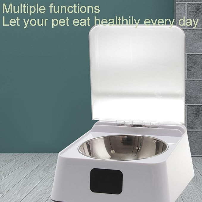 Smart Pet Automatic Feeder, Large Capacity Battery, 304 Stainless Steel Bowl with Clear Lid, Suitable for Cats and Dogs