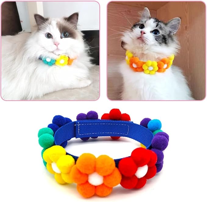 Smiling Cheese Fashion Soft Pet Dog Cats Flower Necklace Decoration Collar for Dogs Cats Puppy Kitty Decoration (Yellow Orange Blue X)