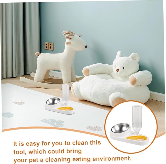 Automatic Pet Feeder and Water Dispenser for Dogs and Cats Gravity-fed Food Bowl with Non-Slip Base Easy to Clean Durable Material White Color