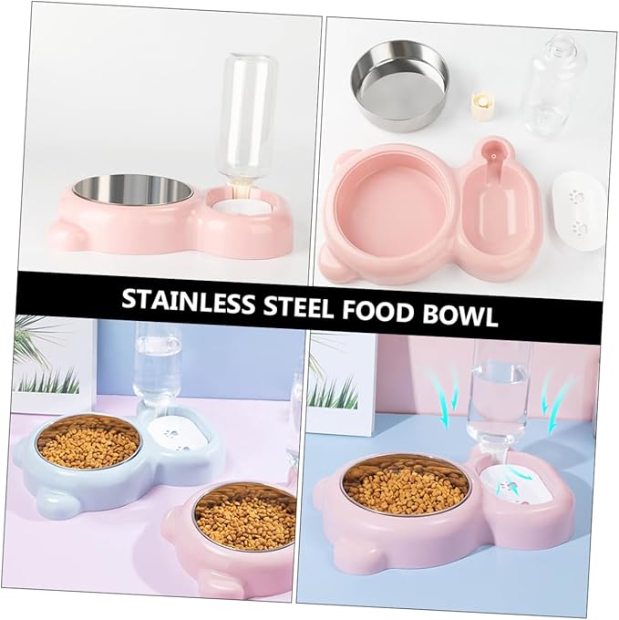 BESPORTBLE Stainless Steel Automatic Pet Feeder Bowl for Cats and Dogs Easy to Clean Pressure Resistant Design with Water Refill for Convenient Daily Use