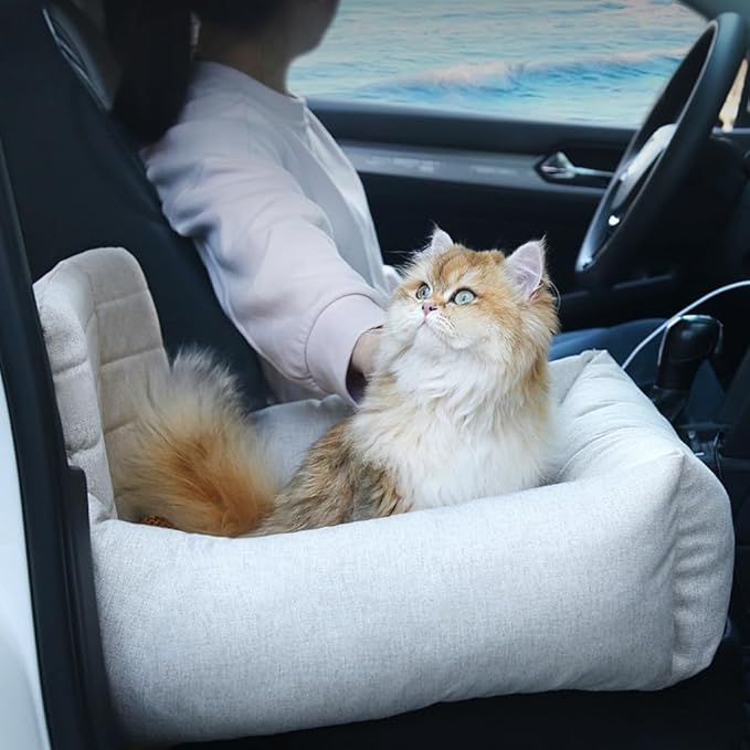 Pet Car Seat for Small and Medium,Booster Seat Sofa,Interior is Detachable for Cleaning,Portable Car Travel Carrier Bed Foldable,Storage Pockets, Safety Leash,Cushion Turned IOver In Autumn And Winter