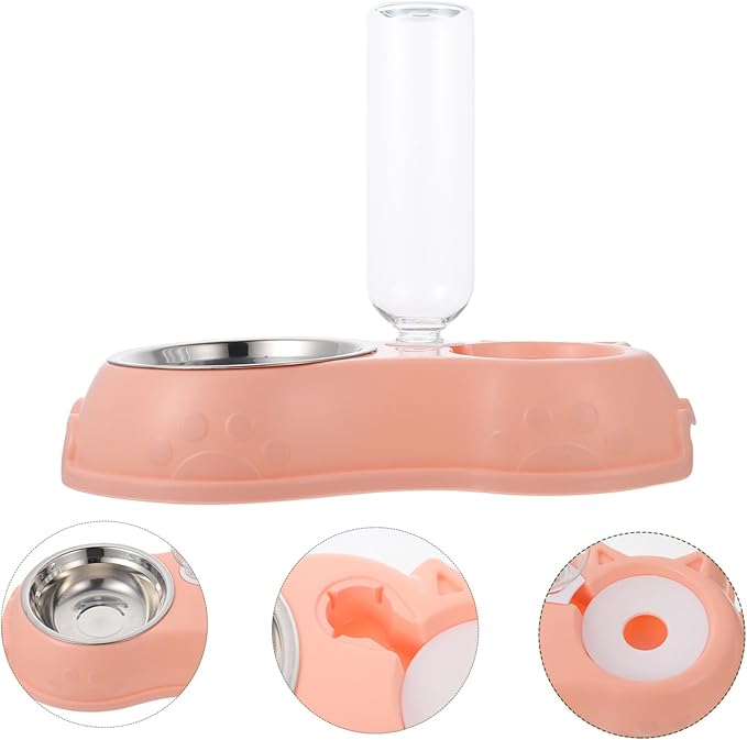 1set Automatic Pet Feeder and Water Dispenser for Dogs and Cats Dual Bowl Design Non- Base Convenient and Easy to Pet Feeding