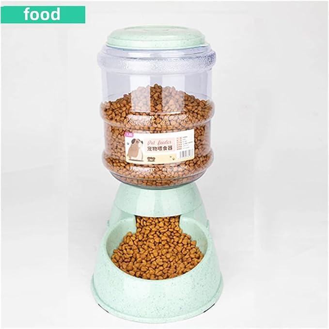 Large Capacity Automatic Pet Feeder and Water Dispenser for Small Dogs and Cats - Ideal Feeding Solution(Food-Green)