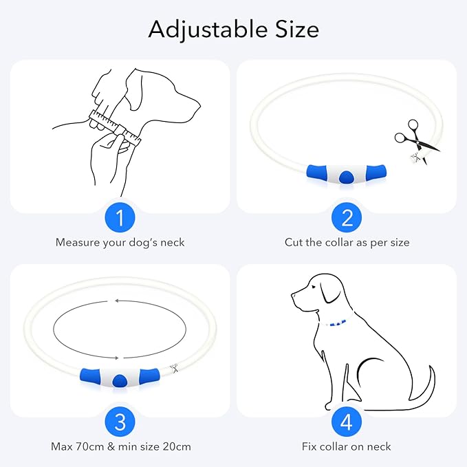 Colaseeme LED Dog Collar, Light Up Dog Collar 1 Count USB Rechargeable TPU Glow Safety Dog Necklace Light, Dog Lights for Medium Large Dogs (Pink+Blue)
