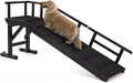 Dog Ramp for Bed or Couch, Wooden Pet Ramp with 20° Gentle Slope, Removable Side Rails, Non-Slip Surface, Top Platform & Wheels, Safe Bed Ramp for Small, Medium & Senior Dogs, 60" Long, Black
