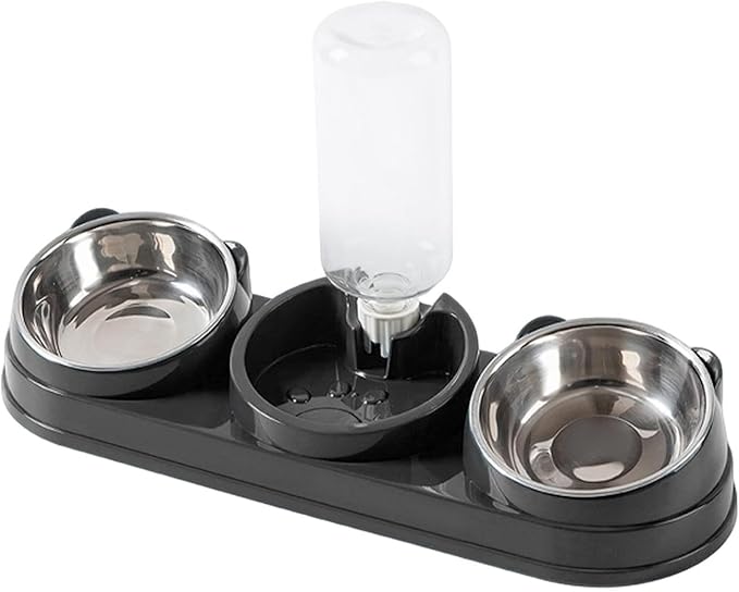 Double Bowl Pet Food Water Dish Feeder for Dog Cats Daily Feeding with Automatic Dispenser for Dry Wet Double Bowl Feeder