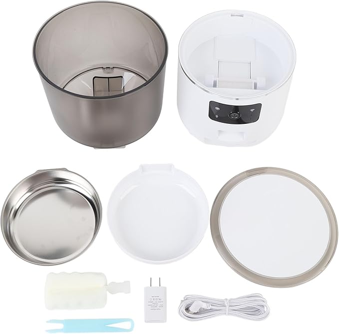 Automatic Pet Feeder, Upgrade 4L USB Wireless Timed Dry Food Dispenser with APP Smart Reminders for Cats Dogs, Portion Controlled Feeding, Removable, Easy to Clean (White)