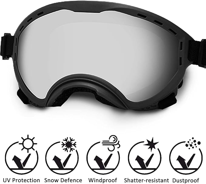 Dog Sunglasses with Adjustable Strap, UV Protection, Winproof Puppy Sunglasses, Suitable for Dogs Eyes Protection,Soft Dogs Goggles