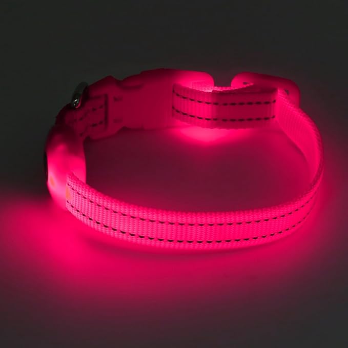Candofly Puppy Light Up Dog Collar - USB Rechargeable LED Dog Collar for Small Dogs & Cats Night Walking (X-Small, Pink)