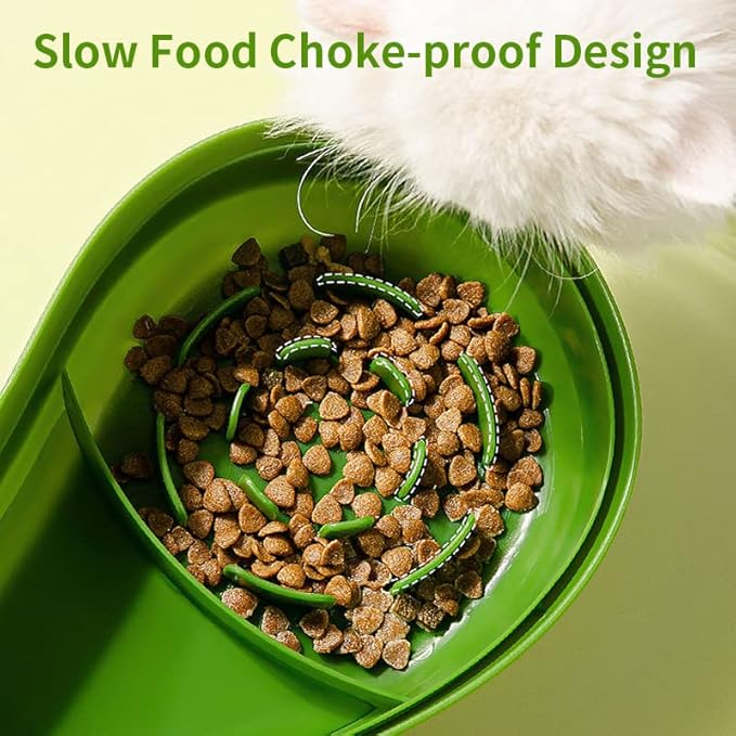 Raised Cat Food Bowl and Automatic Water Dispenser Set,Avocado Gravity Cat Water Dispenser Slow Feeder Dog Bowls,Multifunctional Self Dispensing Pet Waterer for Puppy Kittens (Water Dispenser)