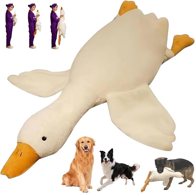 Large Plush White Duck Dog Toy, Goose Dog Toy, Squeaky Dogs Toy for Medium & Large Dogs, Soft Stuffed Duck Chew Toy for Chewing, Fetch, Training & Indoor Play (90cm/35.43in)