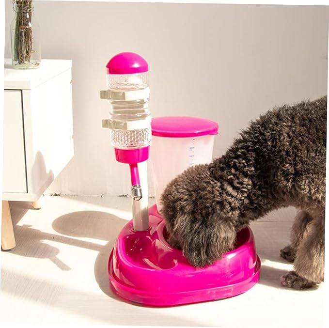 Happyyami Automatic PET Water Dispenser and Feeding Bowl Adjustable Height Plastic Suitable for Dogs and Cats 2-in-1 Water Drinking and Feeding Solution