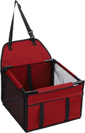 Dog Car Seat, 39x39x27cm Large Capacity Water Proof Foldable Portable Pet Car Seat for Travel, Detachable Washable Dog Booster Carrier (Red)