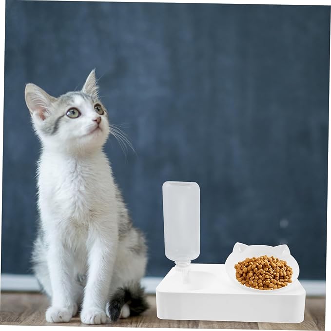 SUPVOX Pet Accessory Set 500ml Automatic Water Bowl Dispenser Dog Waterer Slow Feeding Bowl White Easy Random Style