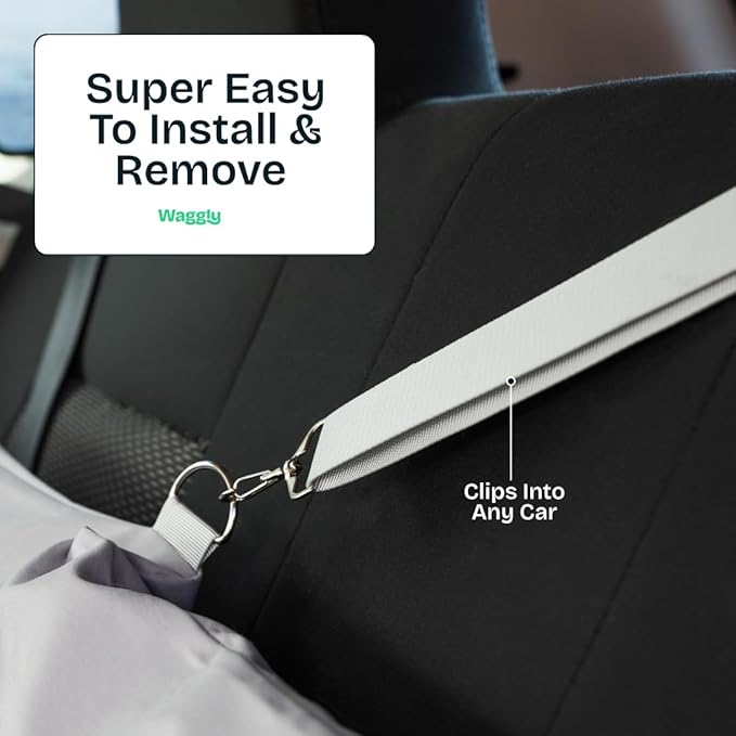 Large Dog Car Seat for Back Seat Travel | Dog Car Bed for Large Dogs with Safety Straps & Cushion Support by Waggly