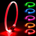 LED Dog Collar, Light Up Dog Collars USB Rechargeable for Night Walking-Fashion TPU Glowing Safety Pet Collar Lights for Small Dogs Cat (Red)