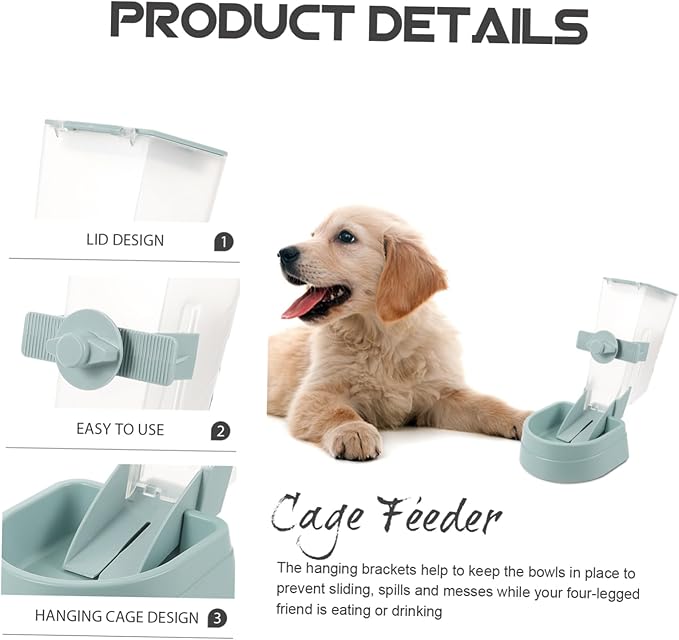 Happyyami Automatic Pet Feeder Hanging Dog Bowl Dispenser for Cages Convenient Food Station for Dogs Easy to Stable Design Space-Saving