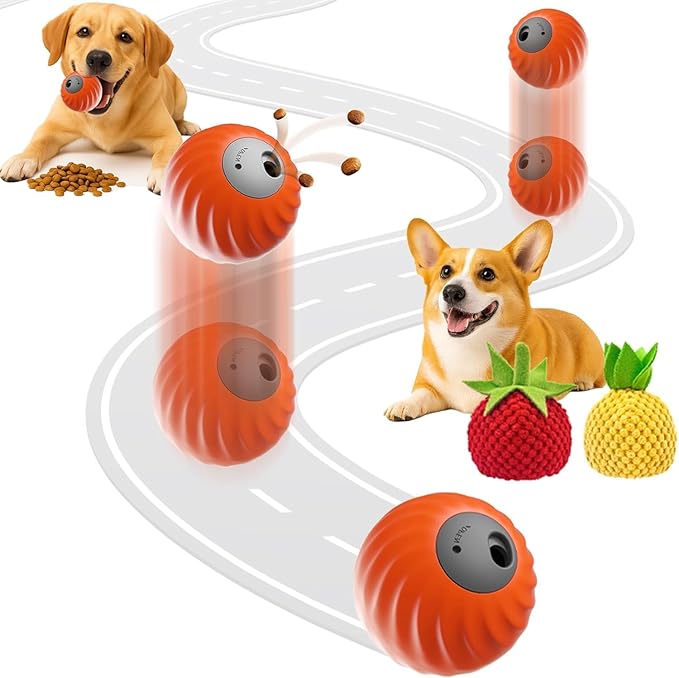 Zoomie 2.0 Buddy Interactive Dog Toys, Motion Activated Moving Dog Toy for Small/Medium Dogs, Enrichment Toys for Dogs, Dog Feeder Puzzle Toy, Fun Dog Toys to Keep Them Busy and Engaged (Orange)