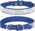 Puppy Dog Collar with Rhinestone Crystal Diamond Colorful Bling Girl Cat Collars Dark Blue L