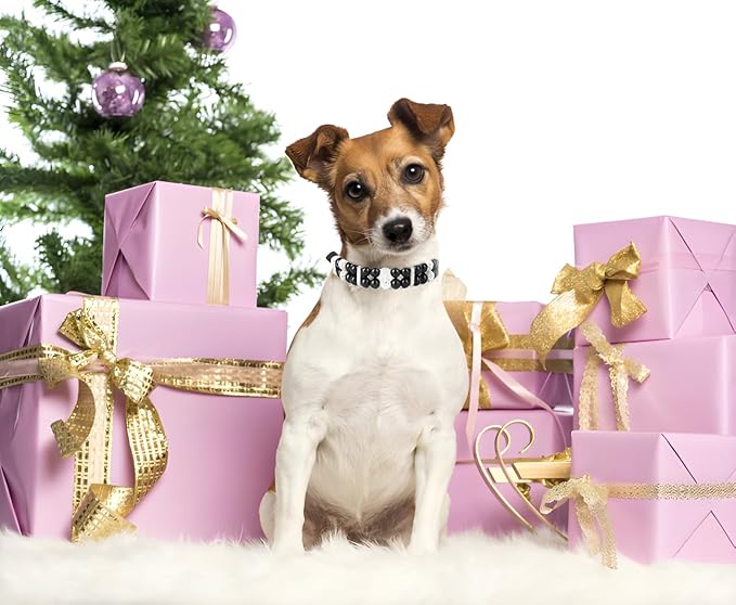 Black Pearl Dog Collars for Small Dogs, Pearl Cat Collar Pu Leather Puppy Necklace with Crystal Rhinestone Diamond for Girl Kitten XXSmall Small Medium Dogs Wedding & Birthday, X-Small