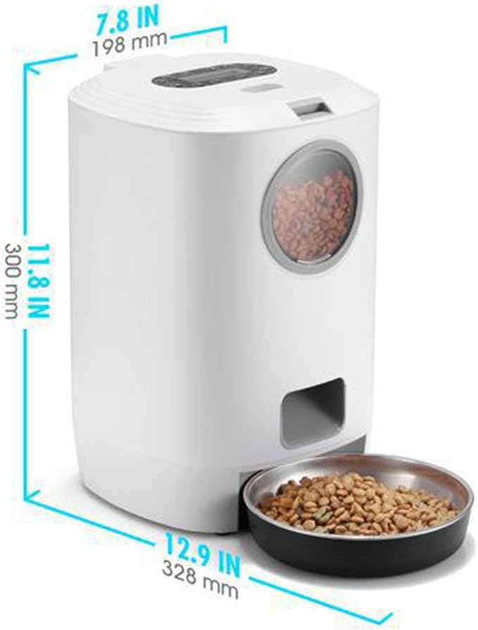 Automatic Pet Feeder with Stainless Steel Food Bowl, Dual Power Supply, Intelligent Timed Ration Feeding, Suitable for Cats and Dogs
