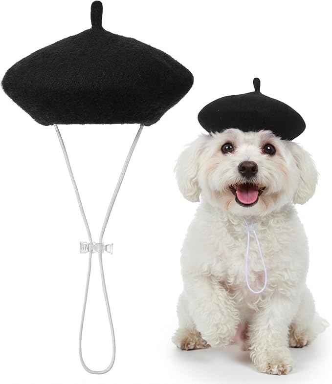 Dog Beret Dog Cat Hats, Funny Artist Dogs Hat, French Mushroom Artist Fedora Hat Pet Headwear Decor Christmas Costume Hair Accessory Photo Props