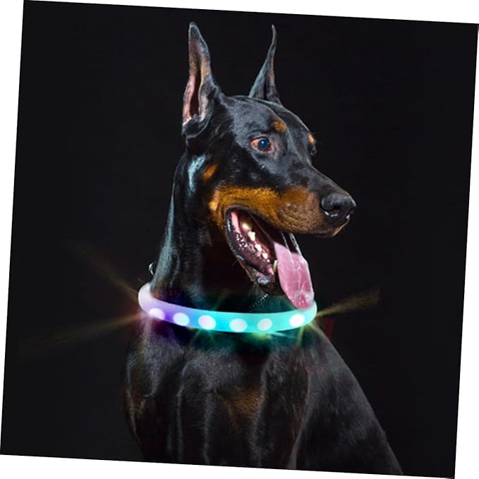 USB Charging LED Dog Collar White Flashing Pet Collar Night Luminous Glowing for Safe Night Walking