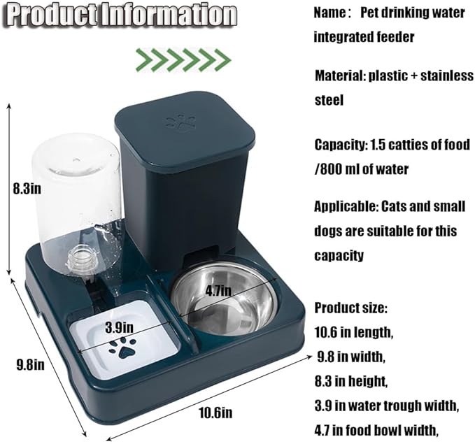 Automatic Pet Feeder for Cats & Small Dogs - 1.7LBS Dry Food & 800ML Water Dispenser with Stainless Steel Bowl, Programmable Portion Size, Suitable for Puppies/Kittens & Small/Medium Dogs,Yello