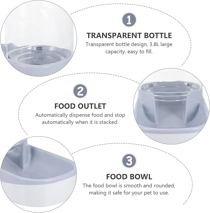 Mipcase Automatic Pet Feeding Tool Large Capacity Feeder 3.8l Dispenser Clear Bowl for Pet Food Storage