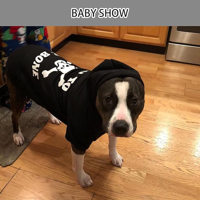 EXPAWLORER Dog Hoodie Sweater - Bad to The Bone Dog Sweatshirt Skeleton Costume, Warm Fleece Lined Pet Clothes with Leash Hole, Fall Winter Cozy Soft Pet Outfit Coat for Large Giant Dogs, 2XL