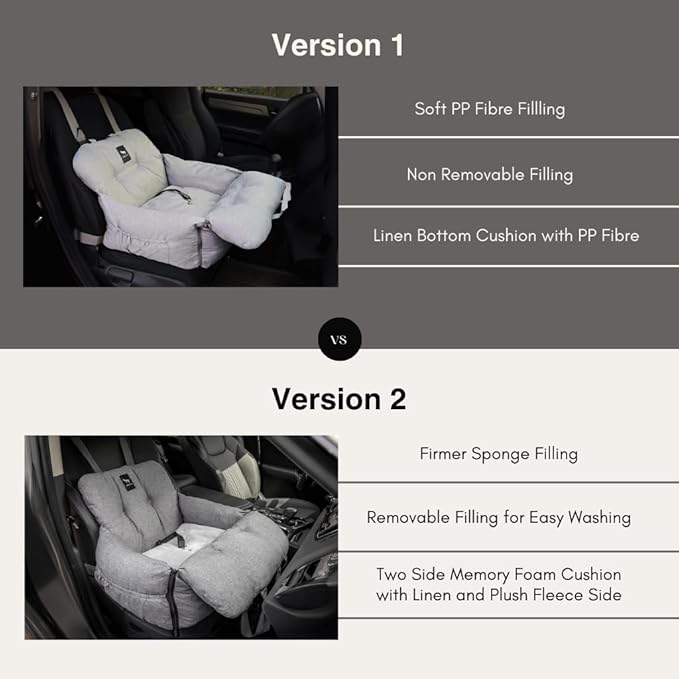 JACKO & CO Premium Medium Dog Car Seat – Safe & Cozy Travel Bed for Small & Med Dogs, Puppies, Pets under 40lbs, Clip-On Leash, Side Pockets, Water-Resistant, Machine Washable (Black Medium (25-40lbs)