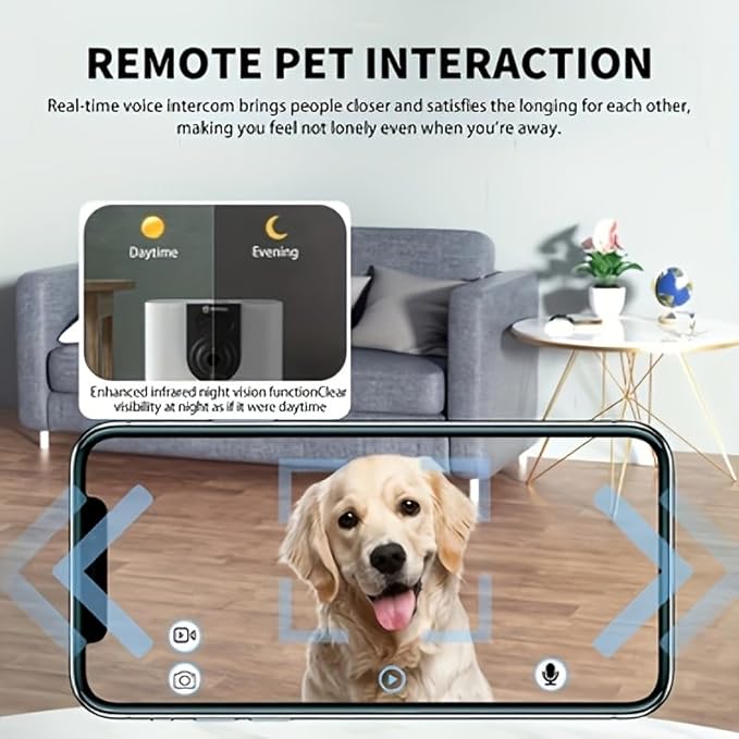 Automatic Pet Feeder with Camera, 1080P HD Video & 2-Way Audio, Smart WiFi Pet FoodDispenser, App Control for Dogs and Cats, Treat Dispenser Toy, Interactive Pet Camera forboredom