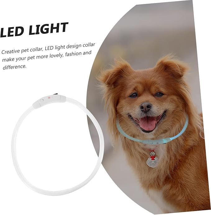 KESYOO LED Rechargeable Glow Collar for Dogs and Cats USB Charging Pet LED Light Up Collar Stylish Eye Catching Design for Pets Durable Tube for