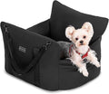 Small Dog Booster Seat - Waterproof Dog Booster Seat for Car with Storage Pockets, Clip-On Safety Leash and Thickened Memory Foam Filling, Puppy Car Seat Do Up to 25lbs, Black