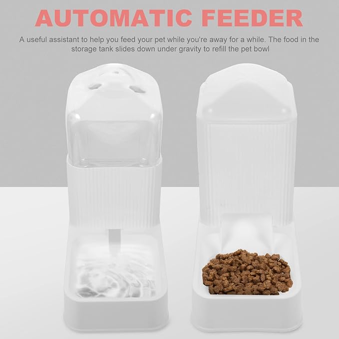 1set Automatic Pet Feeder Dispenser Convenient Water Holder Food Dispenser for Cats and Dogs Break-Resistant Design Smooth Finish for Home Use Pet Feeding