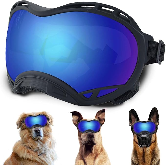 Dog Sunglasses,Doggles Anti-UV Protection,Pet Sunglasses with Adjustable Strap,Suitable for Motorcycle Car Driving Bike Riding Hiking Swimming Wind Dust Fog Dog Eye Protection