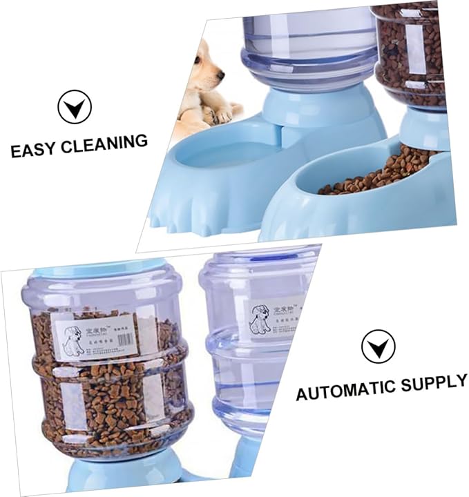 Sosoport Automatic Cat Feeder Water Dispenser Large Capacity Pet Bowl Portable Slow Feeding Container for Dogs Cats